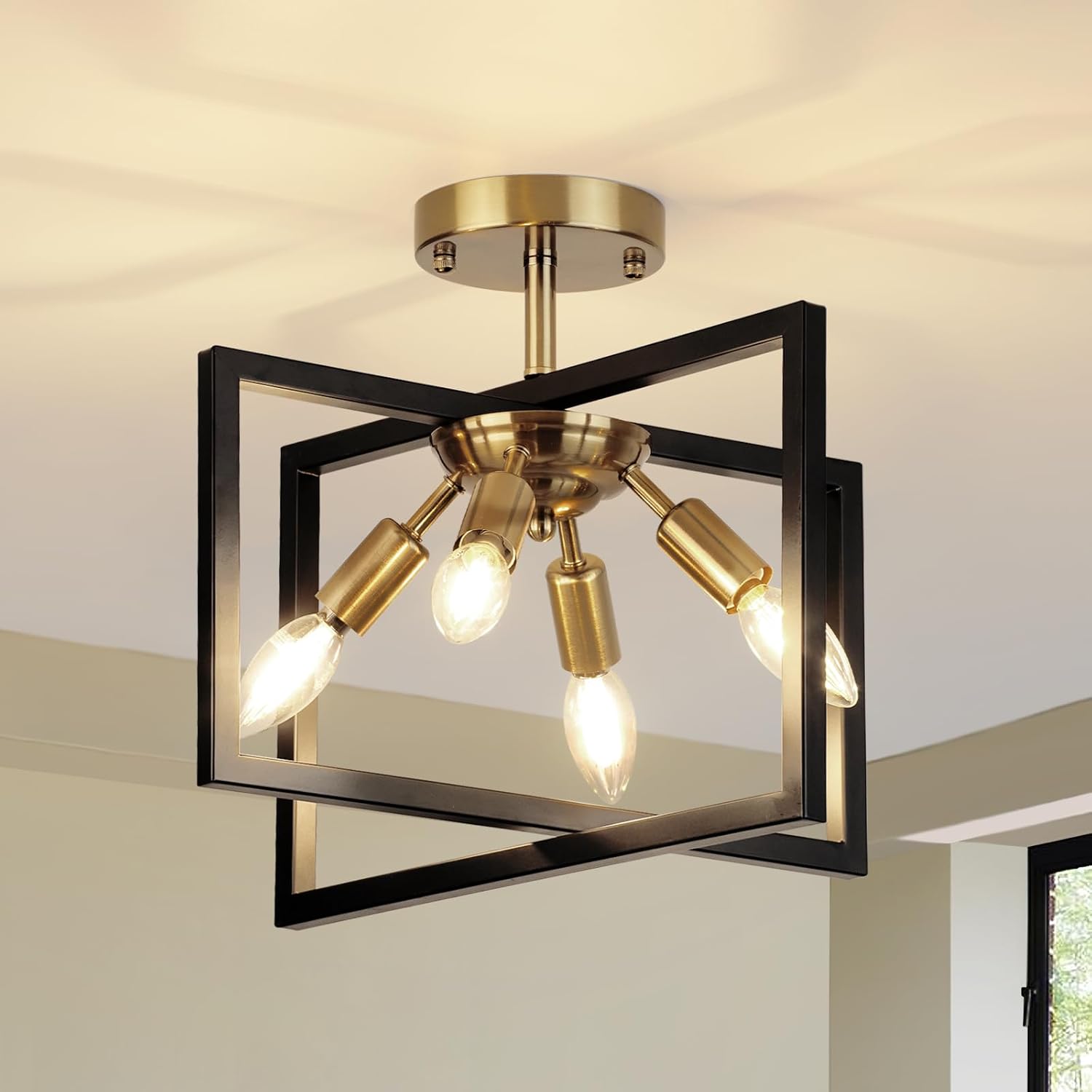 Zoryata 4-Light Industrial Semi Flush Mount Ceiling Light