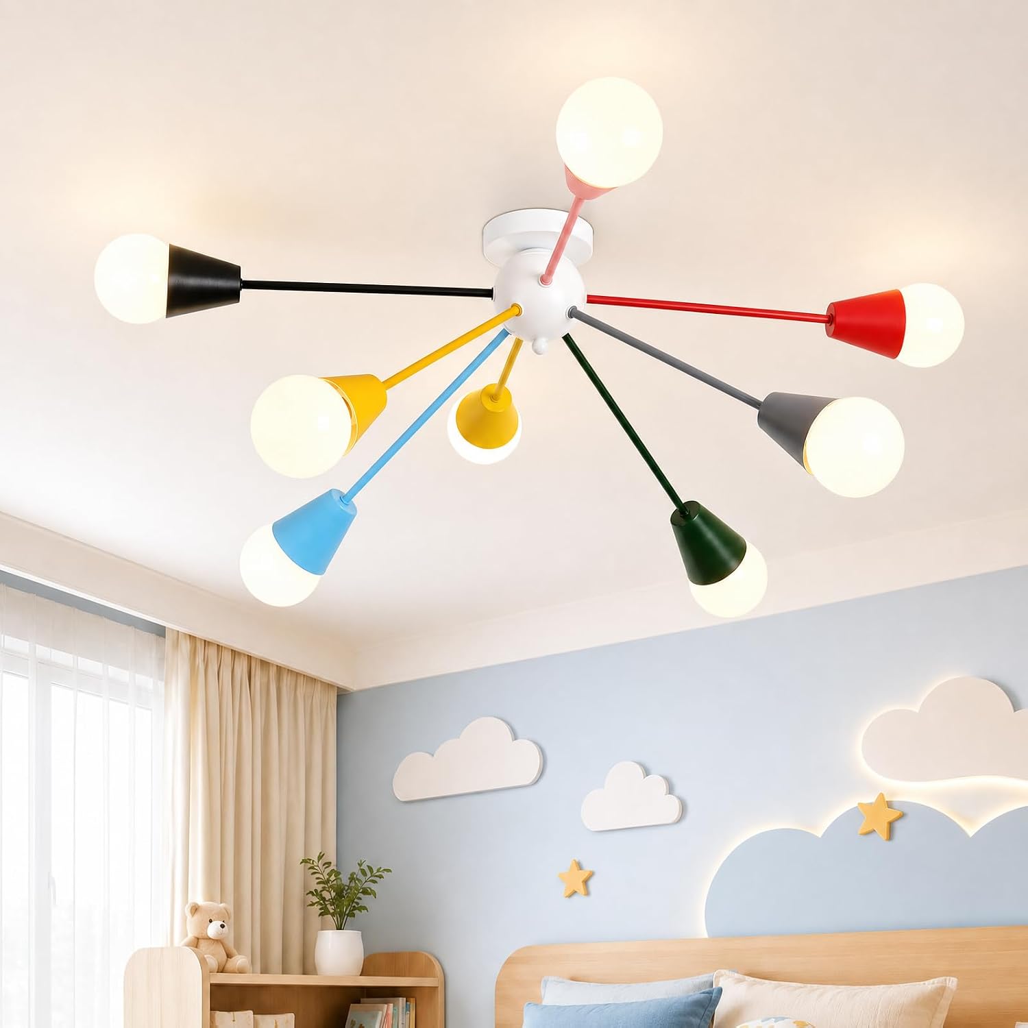 Zoryata 33 Inch Colorful Sputnik Semi Flush Mount Ceiling Light