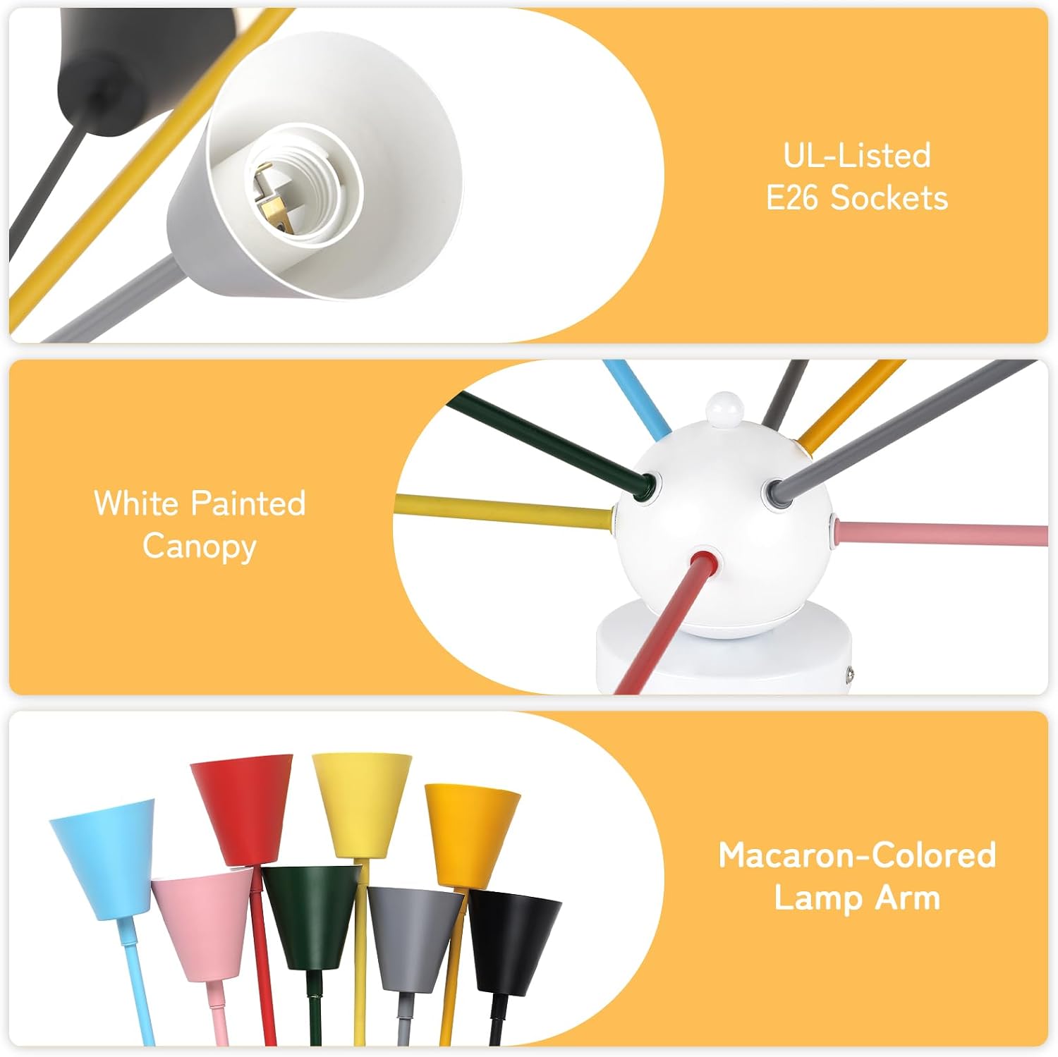 Zoryata 33 Inch Colorful Sputnik Semi Flush Mount Ceiling Light
