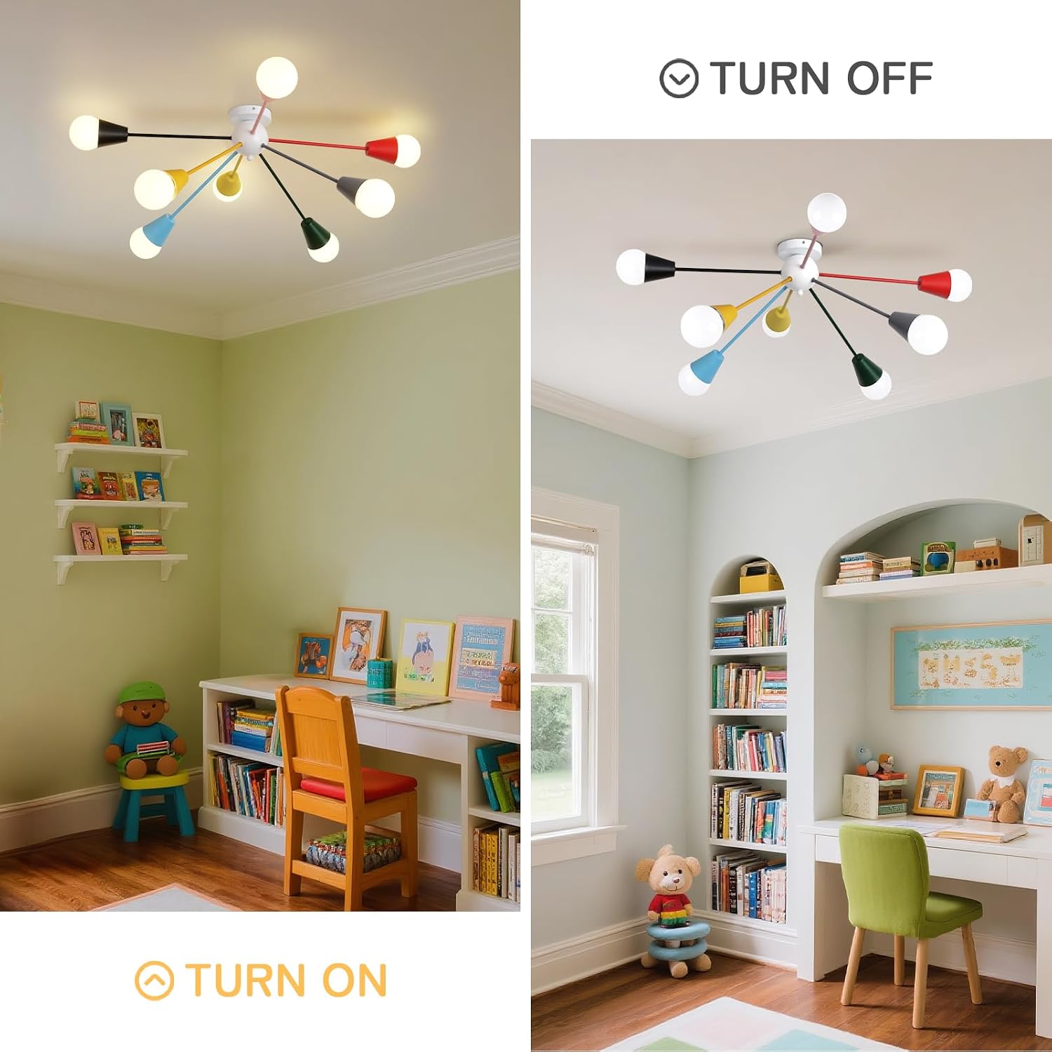 Zoryata 33 Inch Colorful Sputnik Semi Flush Mount Ceiling Light
