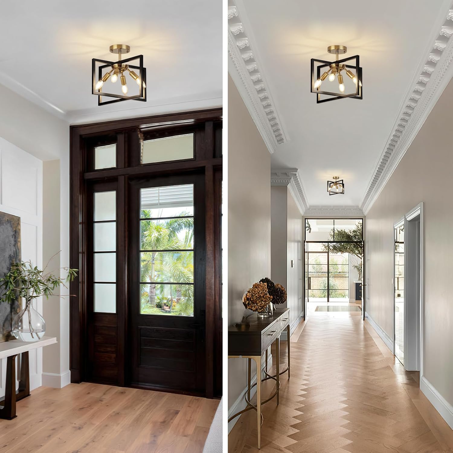 Zoryata 4-Light Industrial Semi Flush Mount Ceiling Light
