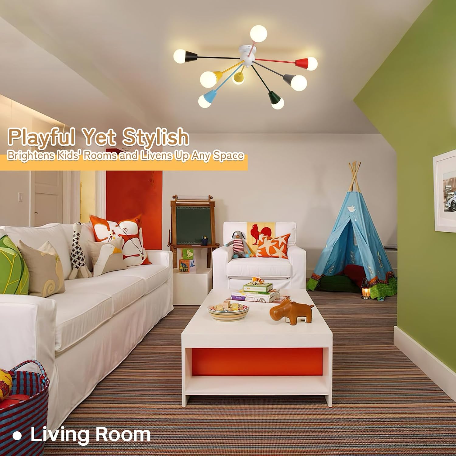 Zoryata 33 Inch Colorful Sputnik Semi Flush Mount Ceiling Light