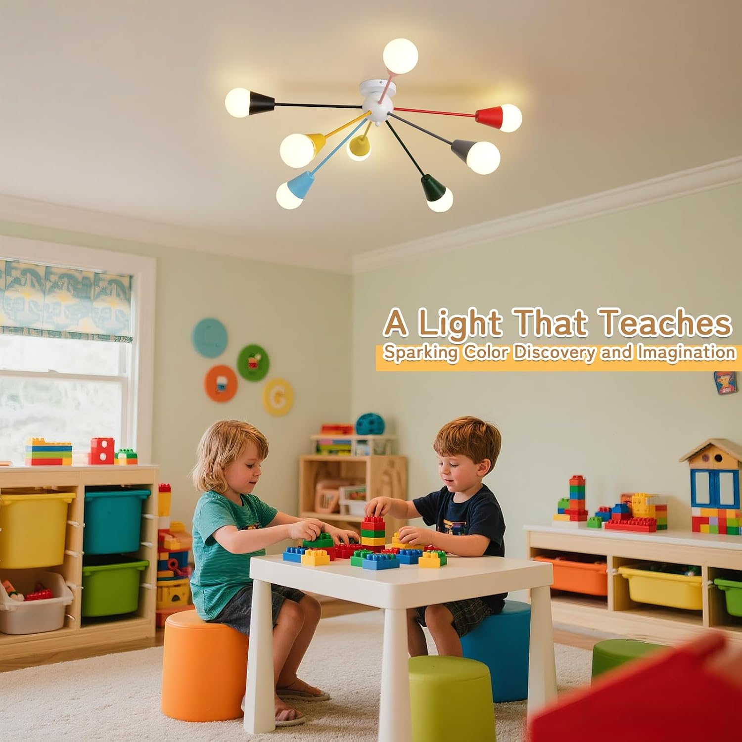 Zoryata 33 Inch Colorful Sputnik Semi Flush Mount Ceiling Light