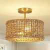 Zoryata Boho Rattan Drum Semi Flush Mount Ceiling Light