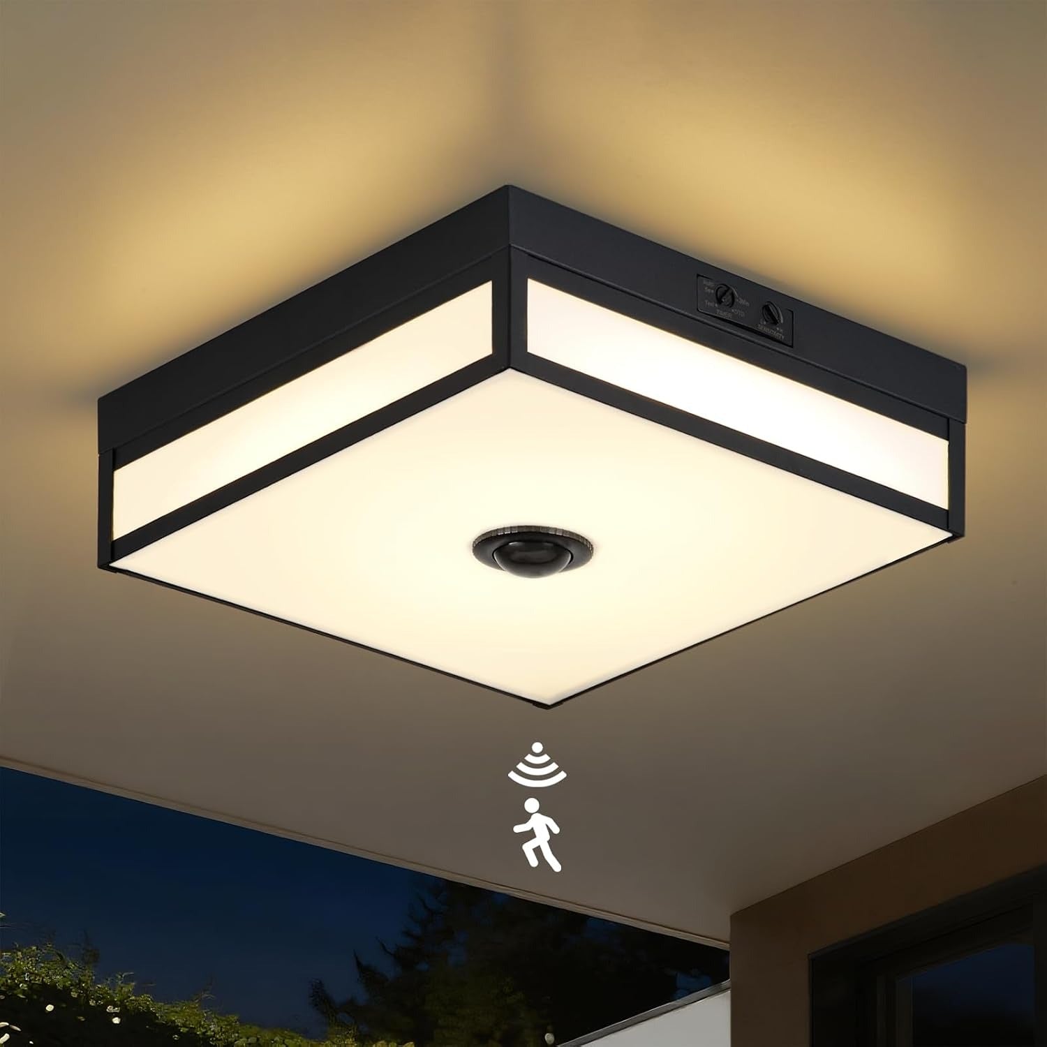 Zoryata 24w Outdoor Motion Sensor Flush Mount Ceiling Light