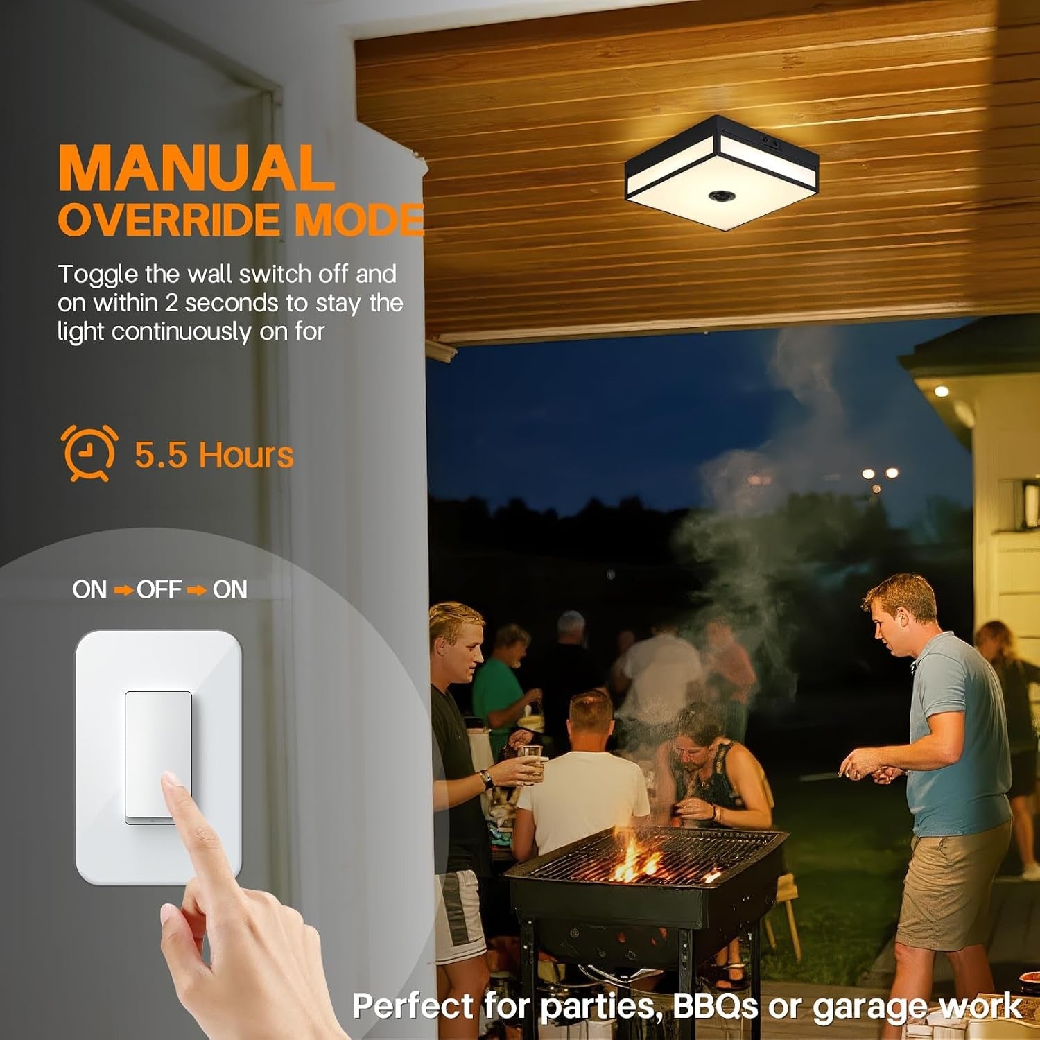 Zoryata 24w Outdoor Motion Sensor Flush Mount Ceiling Light
