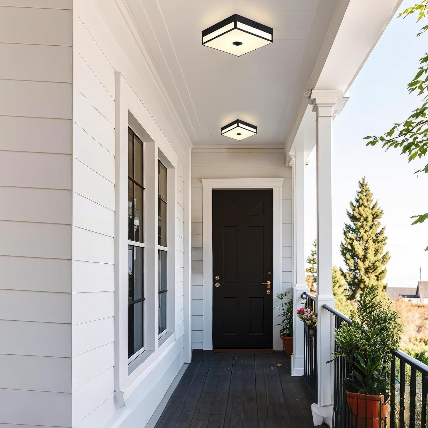 Zoryata 24w Outdoor Motion Sensor Flush Mount Ceiling Light