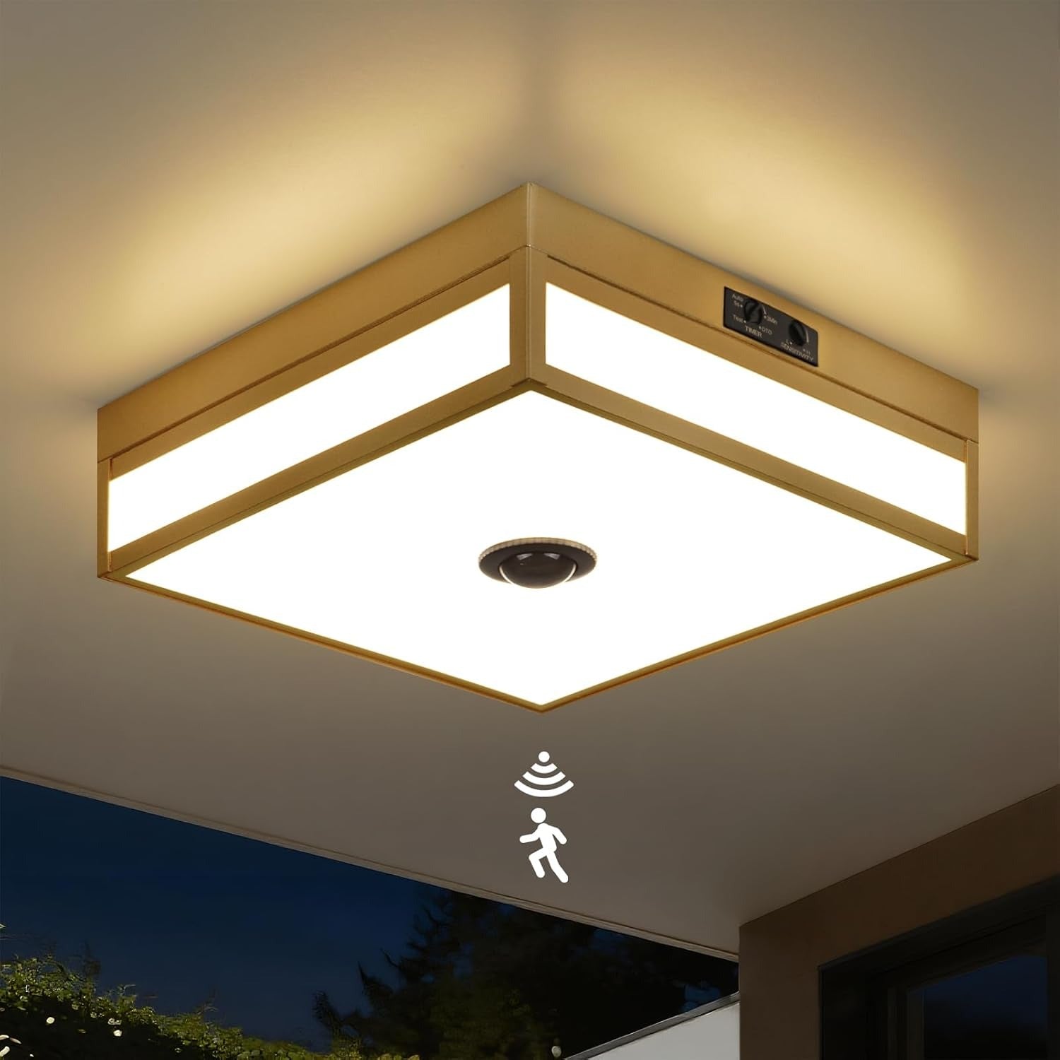 Zoryata 24w Outdoor Motion Sensor Flush Mount Ceiling Light